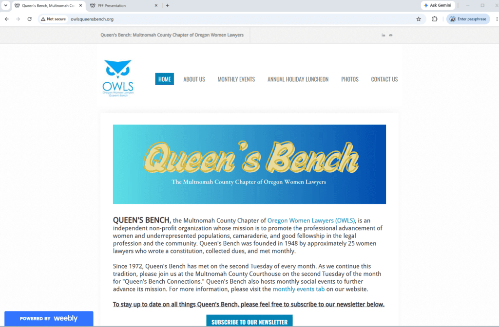 Queens Bench and Portland Freedom Fund - Oregon Women Lawyers - OWLS